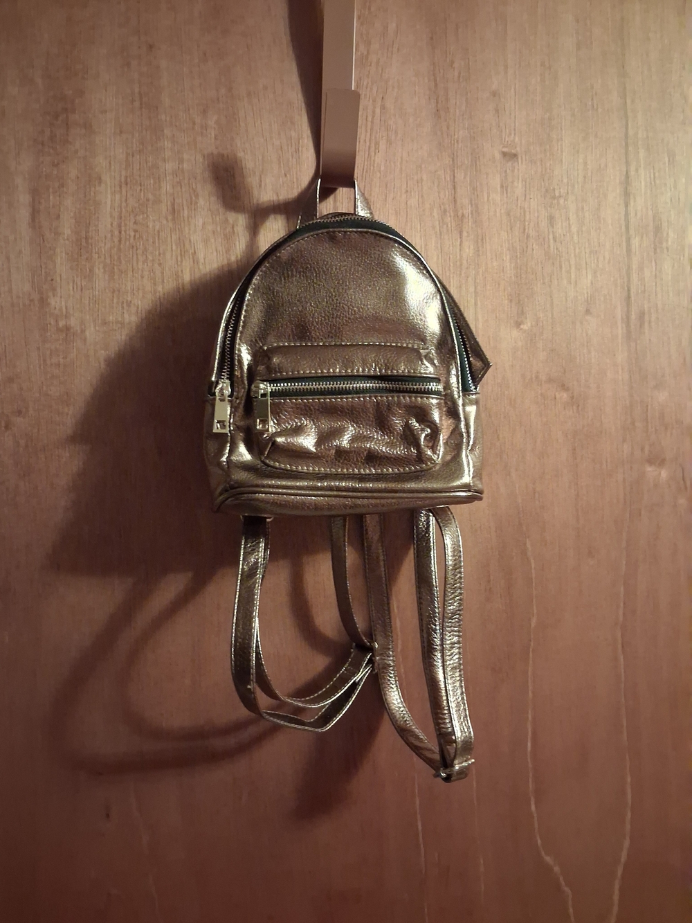 Steve Madden Metallic Gold Mini Backpack Purse. NWOT